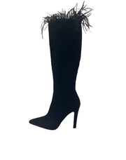 Suede + Feather Heel Boots