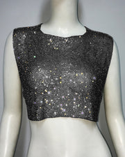 Octavia Mesh Rhinestone Crop Top