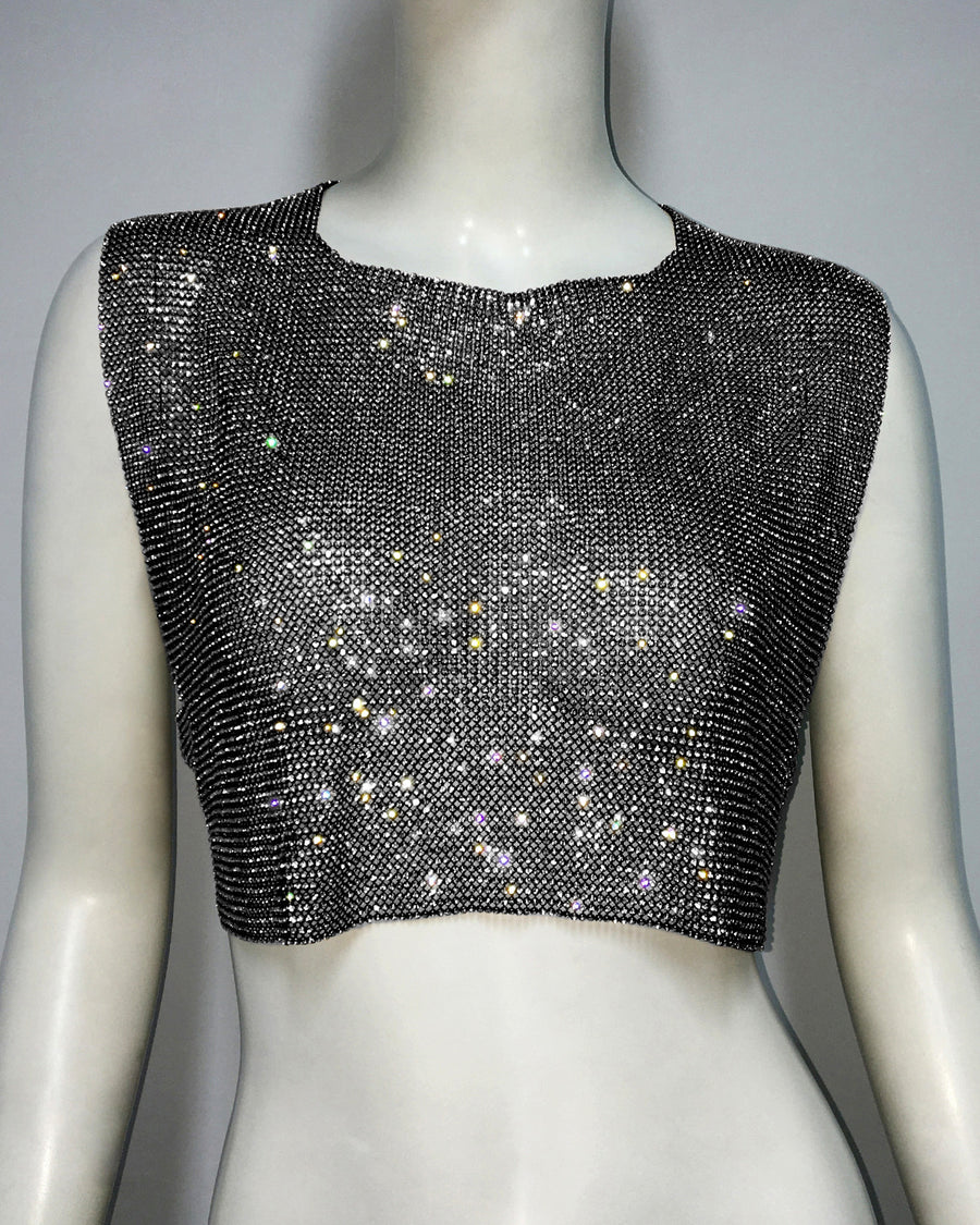 Octavia Mesh Rhinestone Crop Top