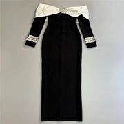 Off-Shoulder Embellished Maxi Dress