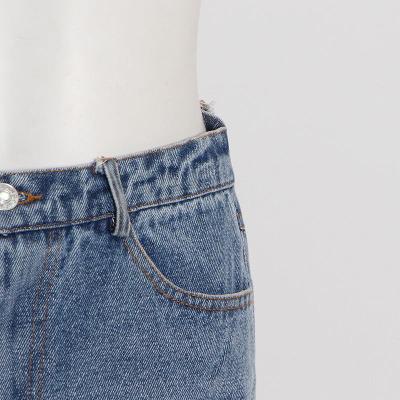 Denim Ripped Wide Leg Jeans