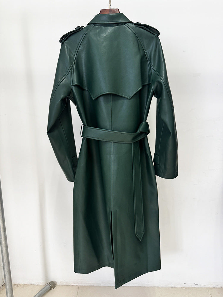 Belted Vegan Leather Coat