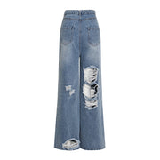 Denim Ripped Wide Leg Jeans