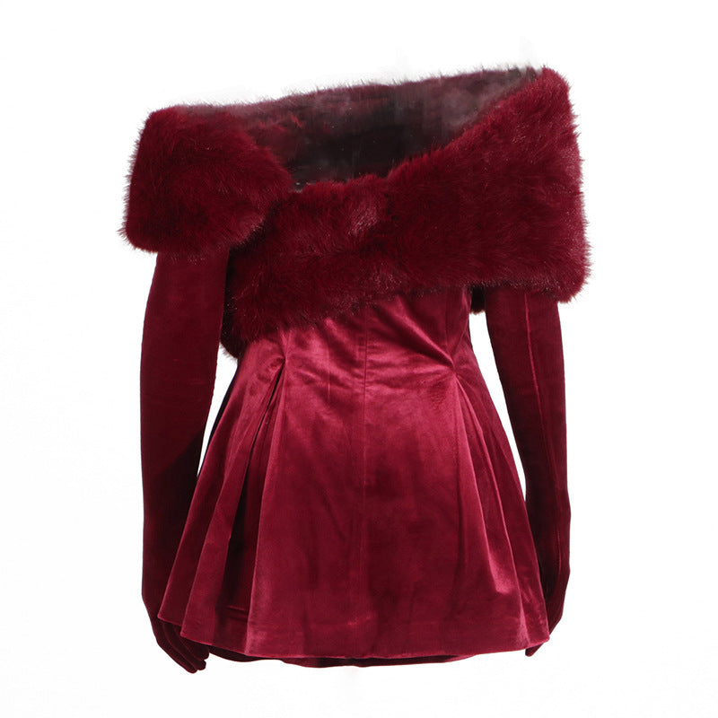 Velvet Mini Dress + Gloves