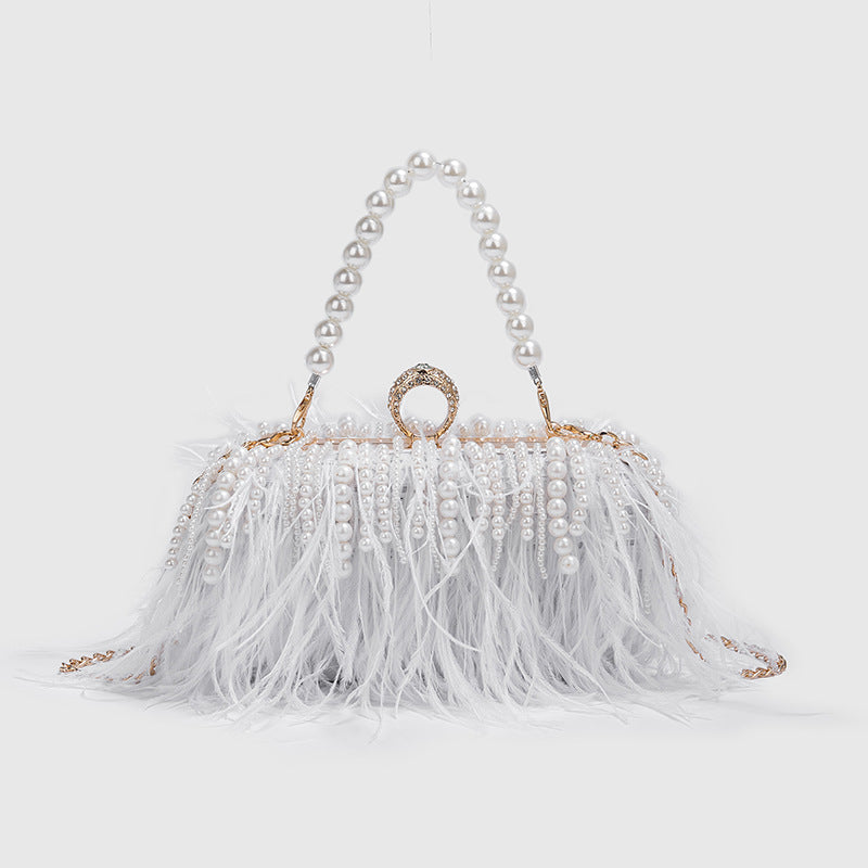 Feather + Pearl Clutch Bag