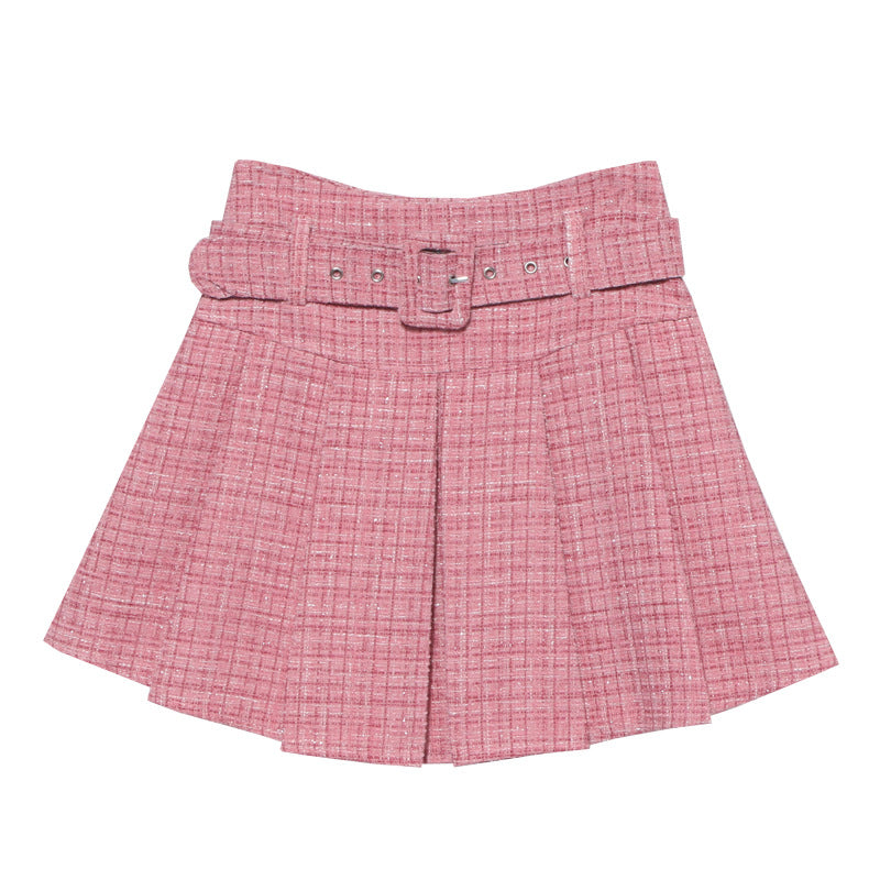 Basic Tweed Pleated Skirt