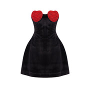 Onyx Heart Velvet Mini Dress