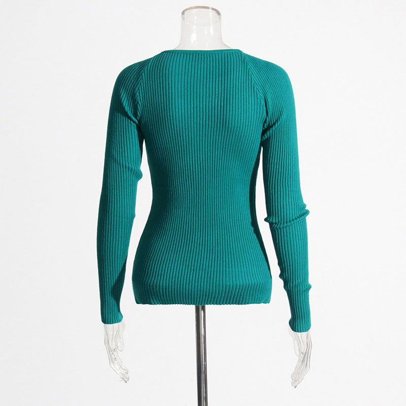 Nora Knit Cutout Detail Long Sleeve Top