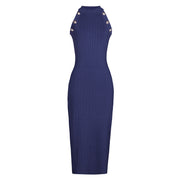 Anfisa Navy Blue Knit Midi Dress