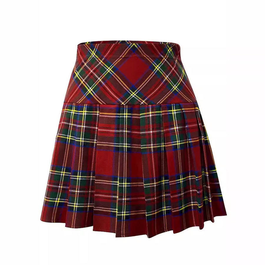 Plaid + Pleated Mini Skirt