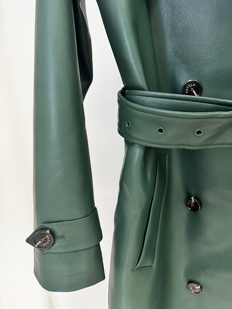 Belted Vegan Leather Coat