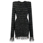 Woolen Fringe Mini Dress