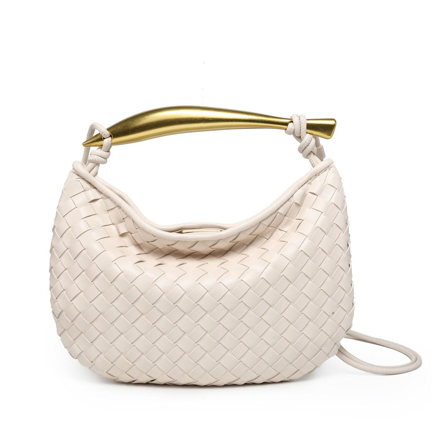 Gold Handle Woven Handbag