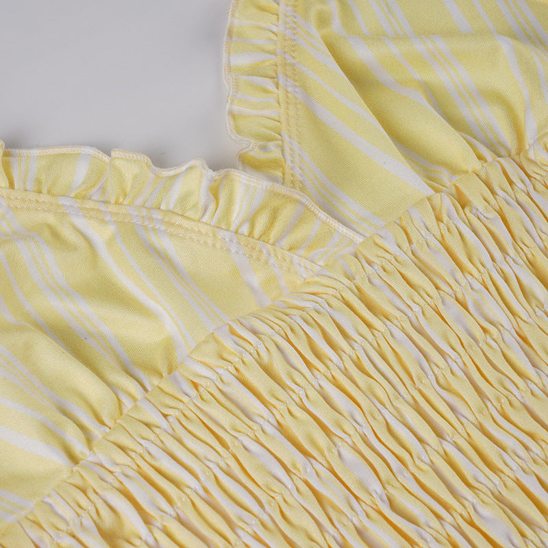 Yellow & White Striped Halter Top