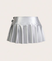 Pleated Vegan Leather Skirt