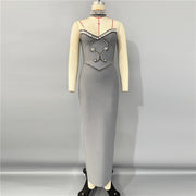 Sterling Rhinestone Choker + Maxi Dress