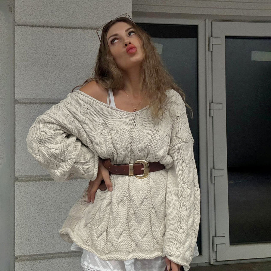 Cable Knit Loose Fit Sweater