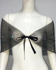 Marta Coquette Mesh Rhinestone Top