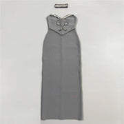 Sterling Rhinestone Choker + Maxi Dress