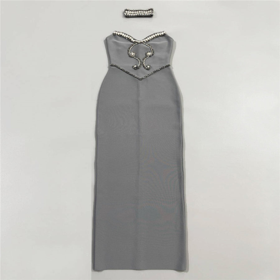 Sterling Rhinestone Choker + Maxi Dress