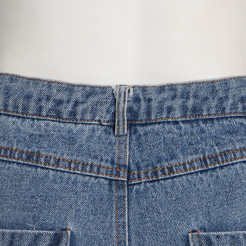 Denim Ripped Wide Leg Jeans