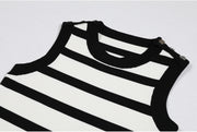 Black & White Striped Slim Fit Knitted Mini Dress