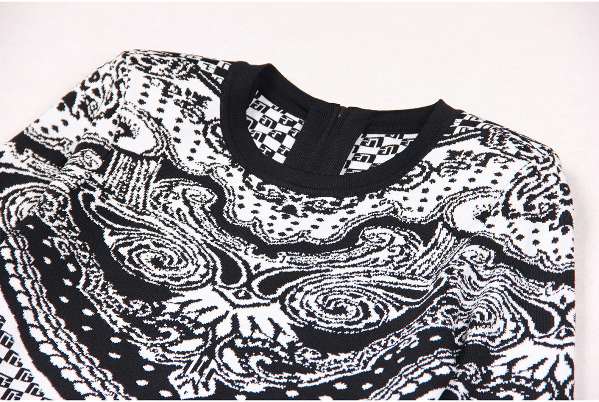 Lace Graphic Mini Bodycon Dress