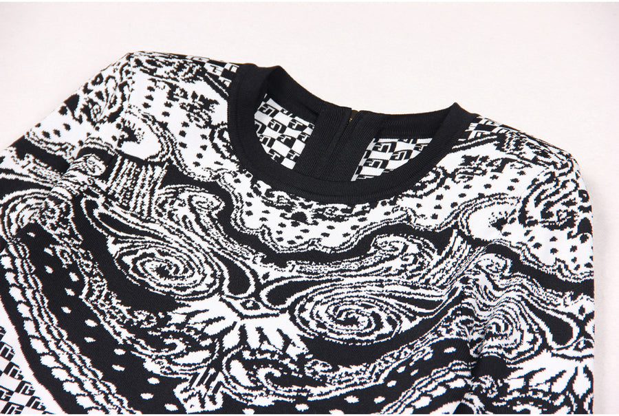 Lace Graphic Mini Bodycon Dress