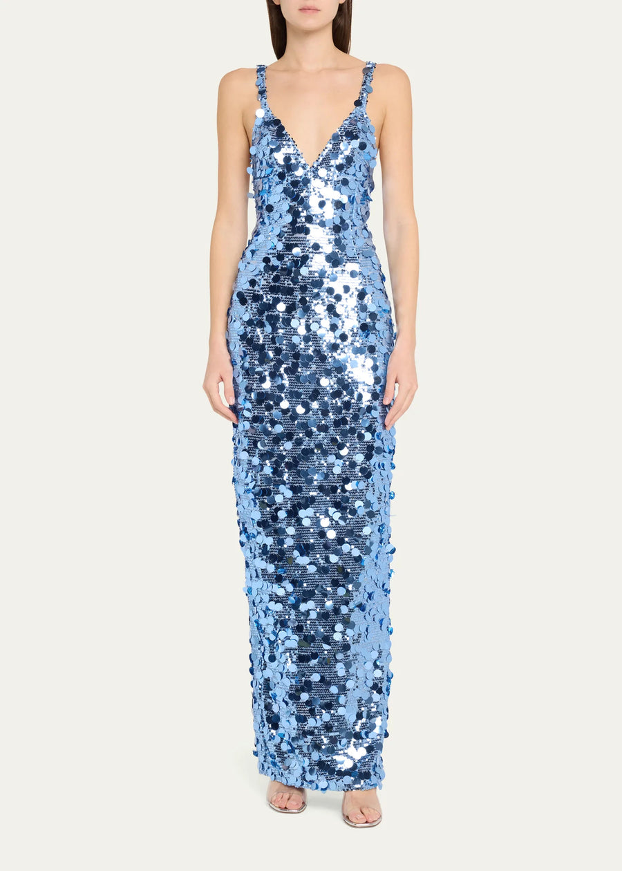 Blue Mirage Sequin Maxi Dress