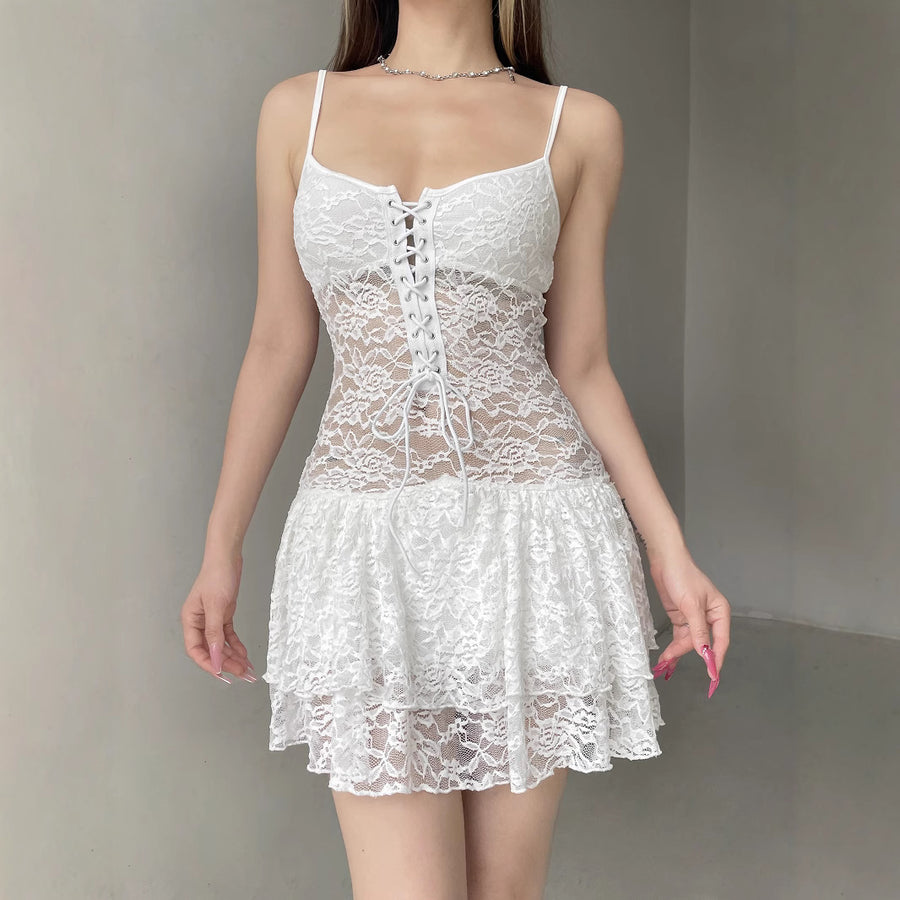 White Lace Mini Dress