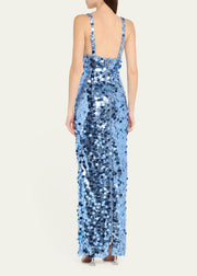 Blue Mirage Sequin Maxi Dress