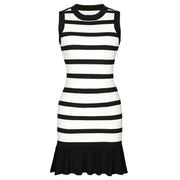 Black & White Striped Slim Fit Knitted Mini Dress