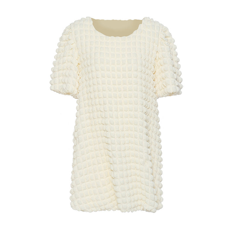 Textured Bubble Cotton Mini Dress