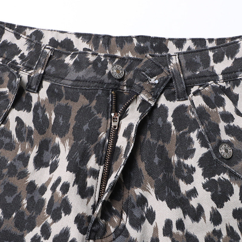 Leopard Ripped Denim Pant