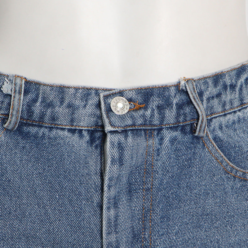 Denim Ripped Wide Leg Jeans
