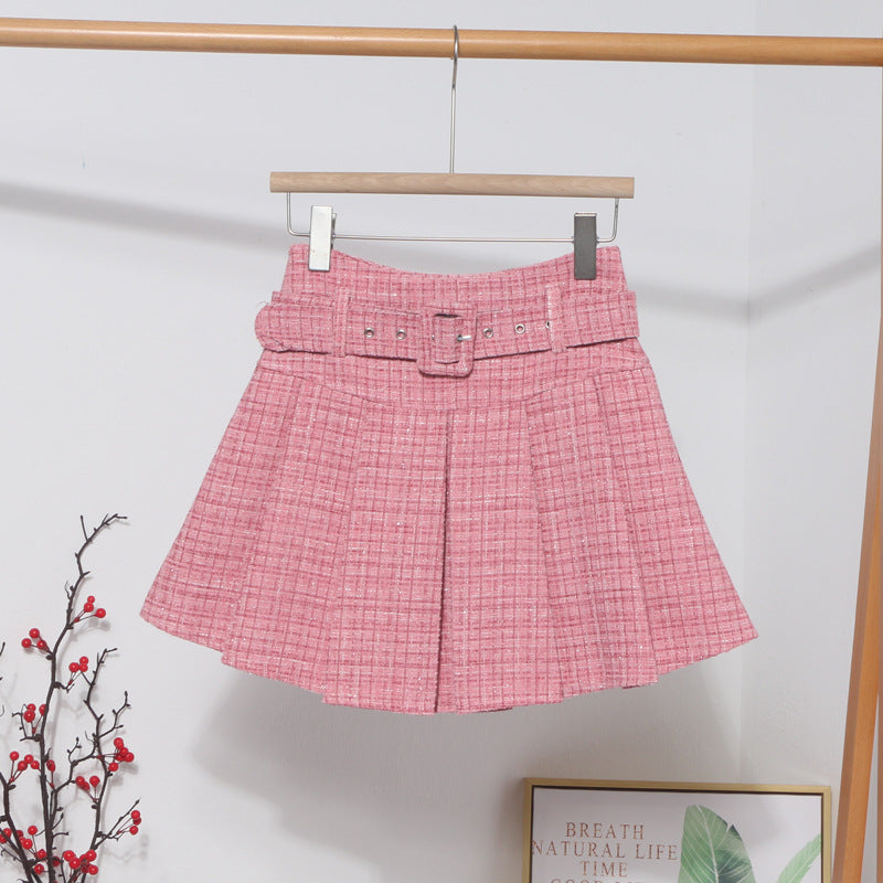 Basic Tweed Pleated Skirt