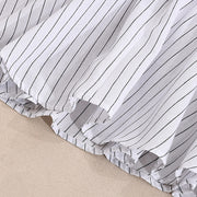 White Dress Black Stripes Mini Dress