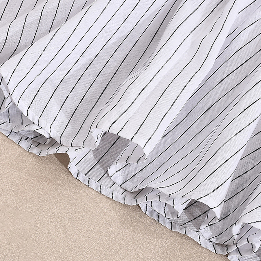 White Dress Black Stripes Mini Dress