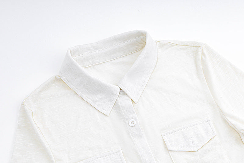 Basic White Buttondown Cropped Shirt