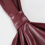 Burgundy Vegan Leather Halter Top