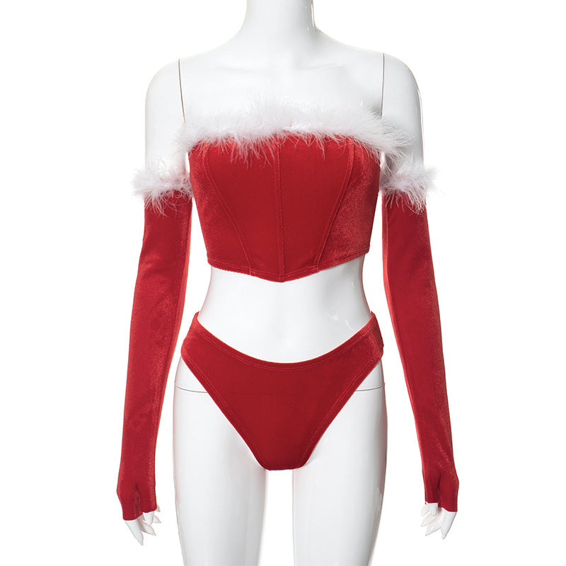 Mrs. Claus Top + Gloves Set