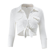 Basic White Buttondown Cropped Shirt