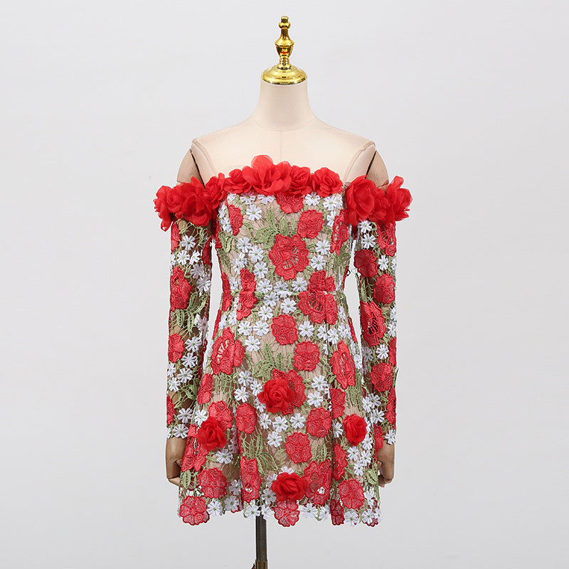 Infinite Rose Embroidered Mini Dress