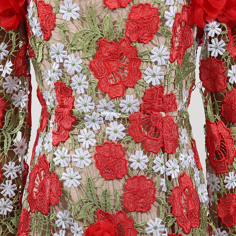 Infinite Rose Embroidered Mini Dress