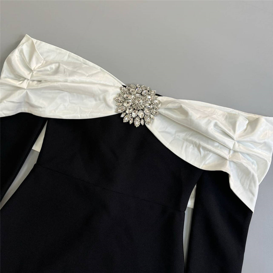 Off-Shoulder Embellished Maxi Dress