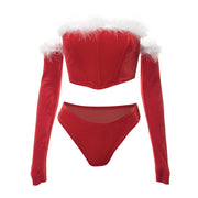 Mrs. Claus Top + Gloves Set