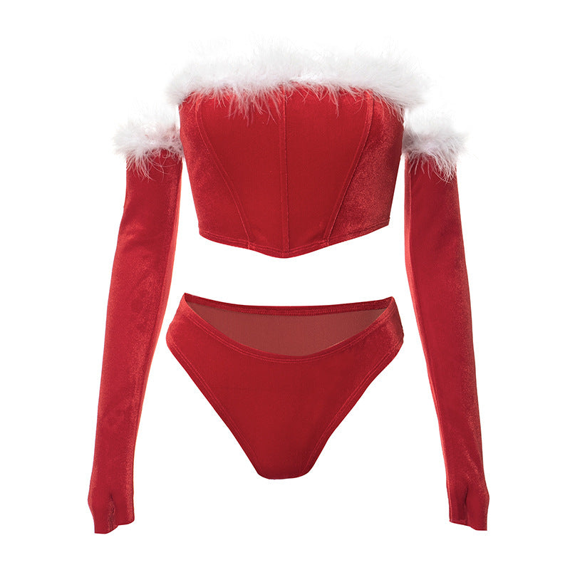 Mrs. Claus Top + Gloves Set