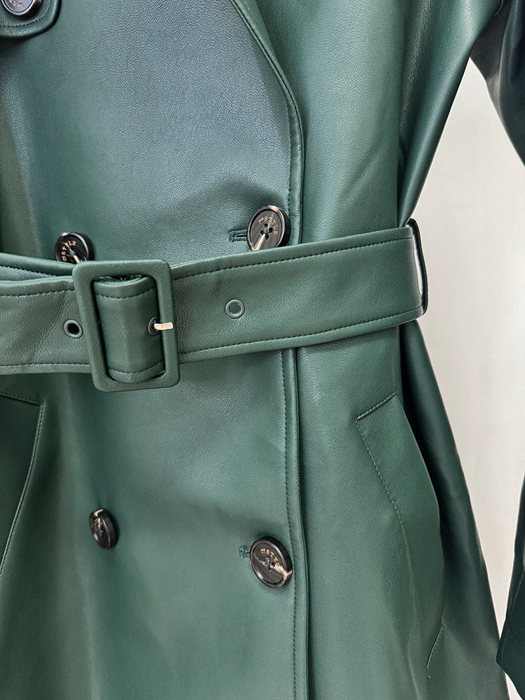 Belted Vegan Leather Coat