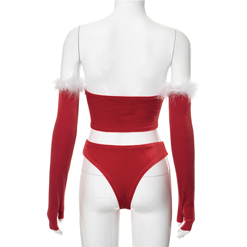 Mrs. Claus Top + Gloves Set