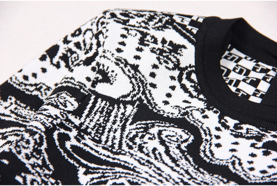 Lace Graphic Mini Bodycon Dress